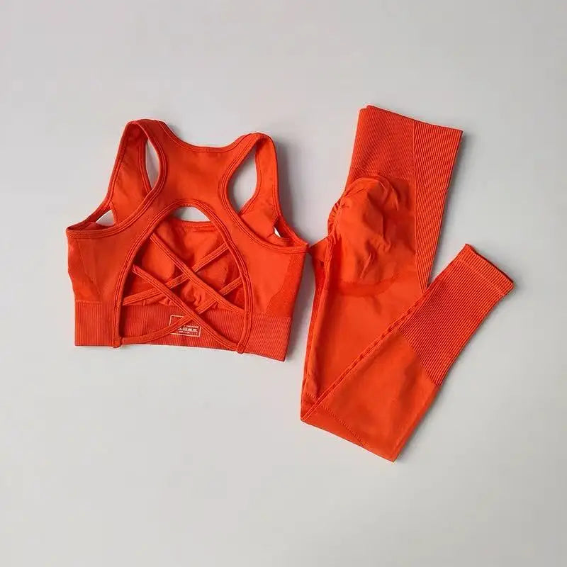 Women Sports Bra Set Tank Top Leggings Yoga Fitness Outfit Shockproof Gym Set