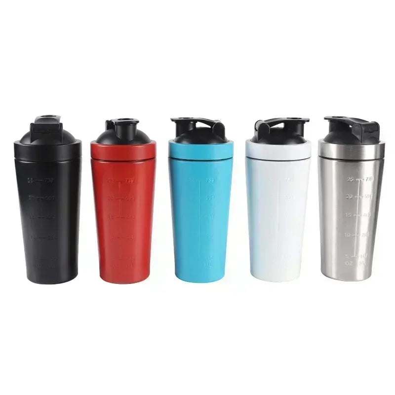 Stainless Steel Protein Shaker Bottle 500ml–750ml – Leakproof Gym Shaker Cup for Fitness & Sports Drinks