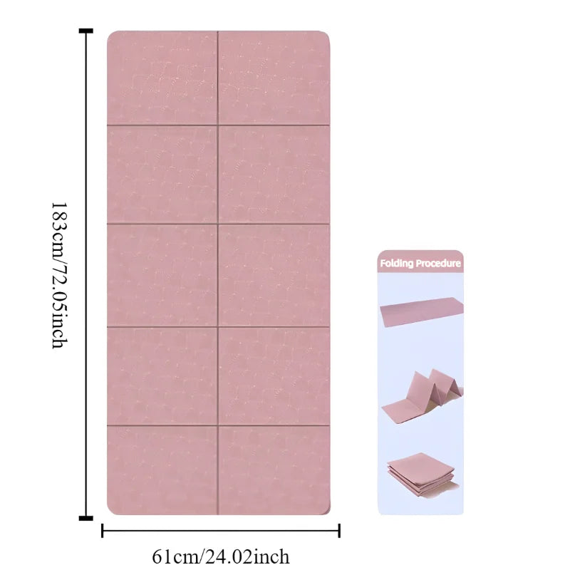 Foldable TPE Yoga Mat Eco Friendly Non Slip Travel Fitness Exercise Mat