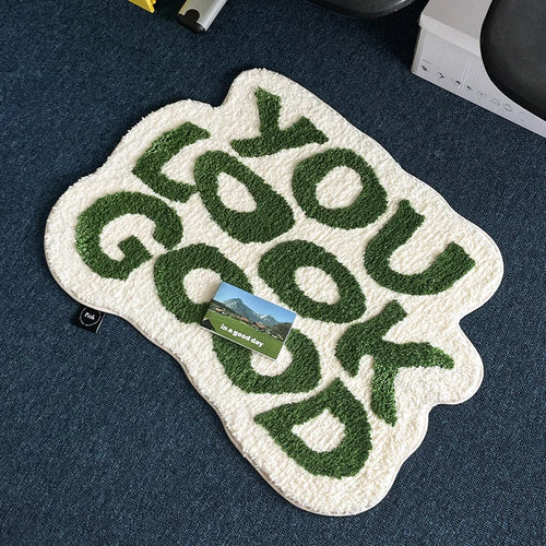 Irregular Letter Floor Mat Soft Anti Slip Faux Cashmere Area Rug Home Decor