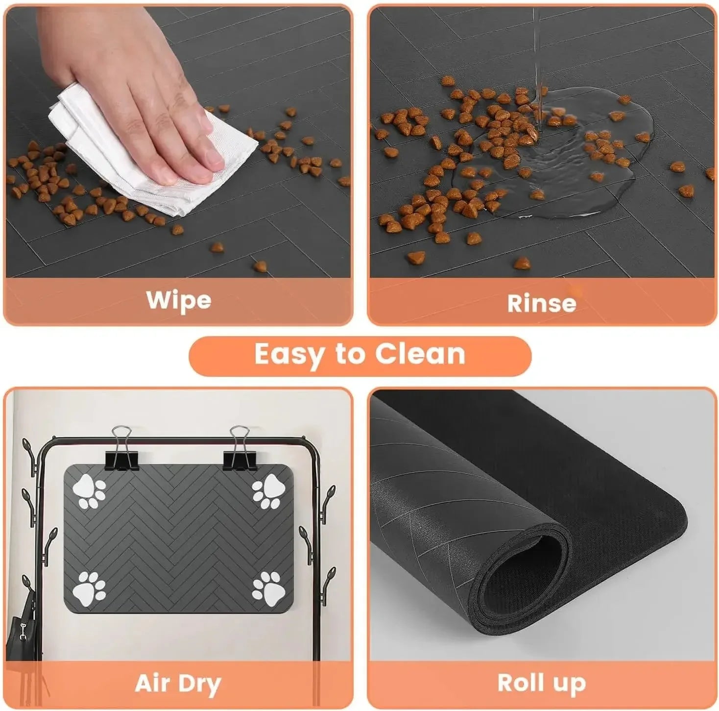 Pet Feeding Mat Waterproof Absorbent Dog Cat Food Mat Non-Slip Quick Dry Bowl Placemat