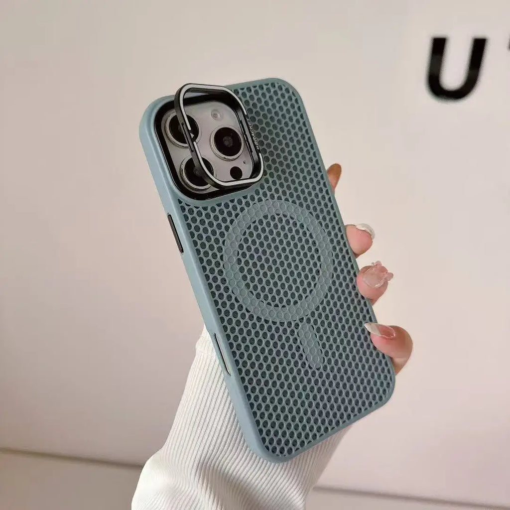 Mesh Cooling MagSafe Alloy Lens Wireless Charging iPhone Case