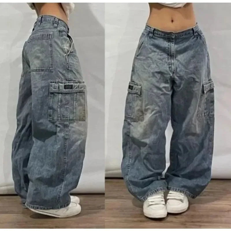 Women Oversized Baggy Jeans Y2K High Waist Wide Leg Vintage Streetwear Pants