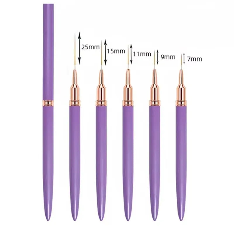 5pcs Nail Art Liner Brush Set – Ultra Fine Detail Brushes for UV Gel & Nail Design
