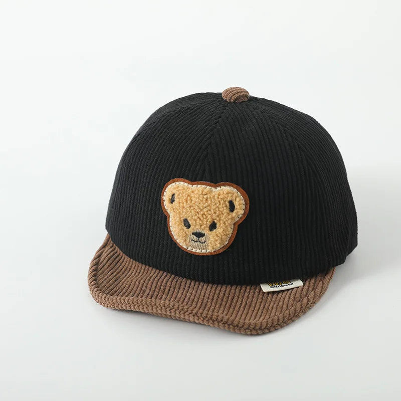Corduroy Baby Bear Ear Hat Adjustable Toddler Baseball Cap