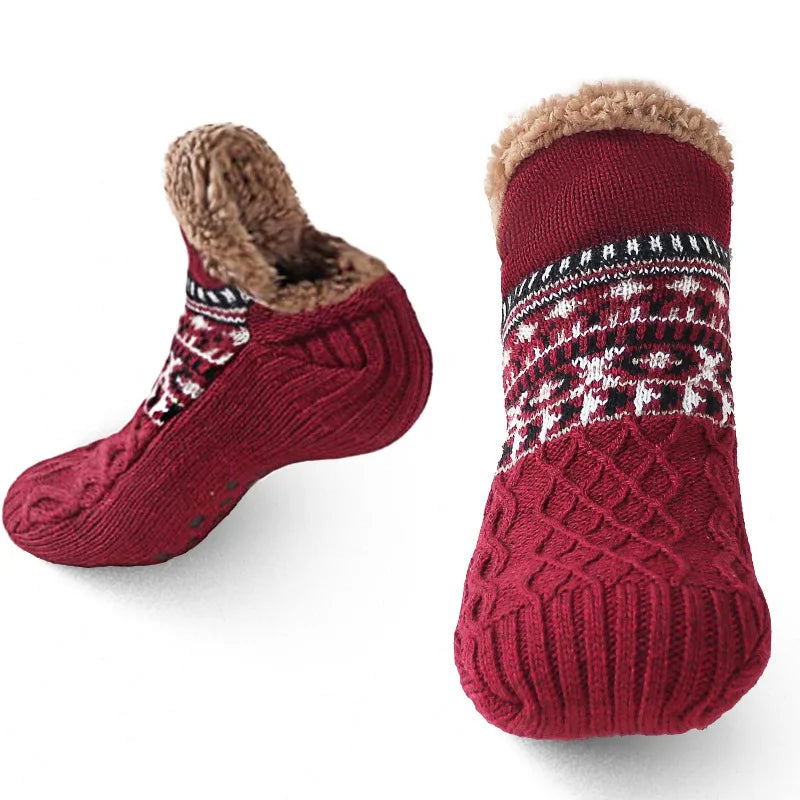 Unisex Warm Velvet Slipper Socks Non Slip Winter Home Socks