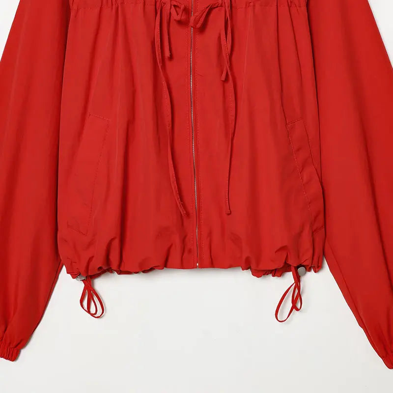 Women Red Hoodie Jacket Y2K