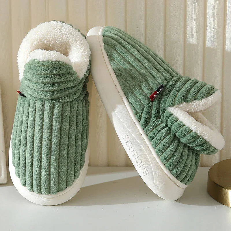 Cozy Plush Slippers Warm Fleece Lined Indoor House Shoes Soft Comfortable Winter Slippers for Men Women