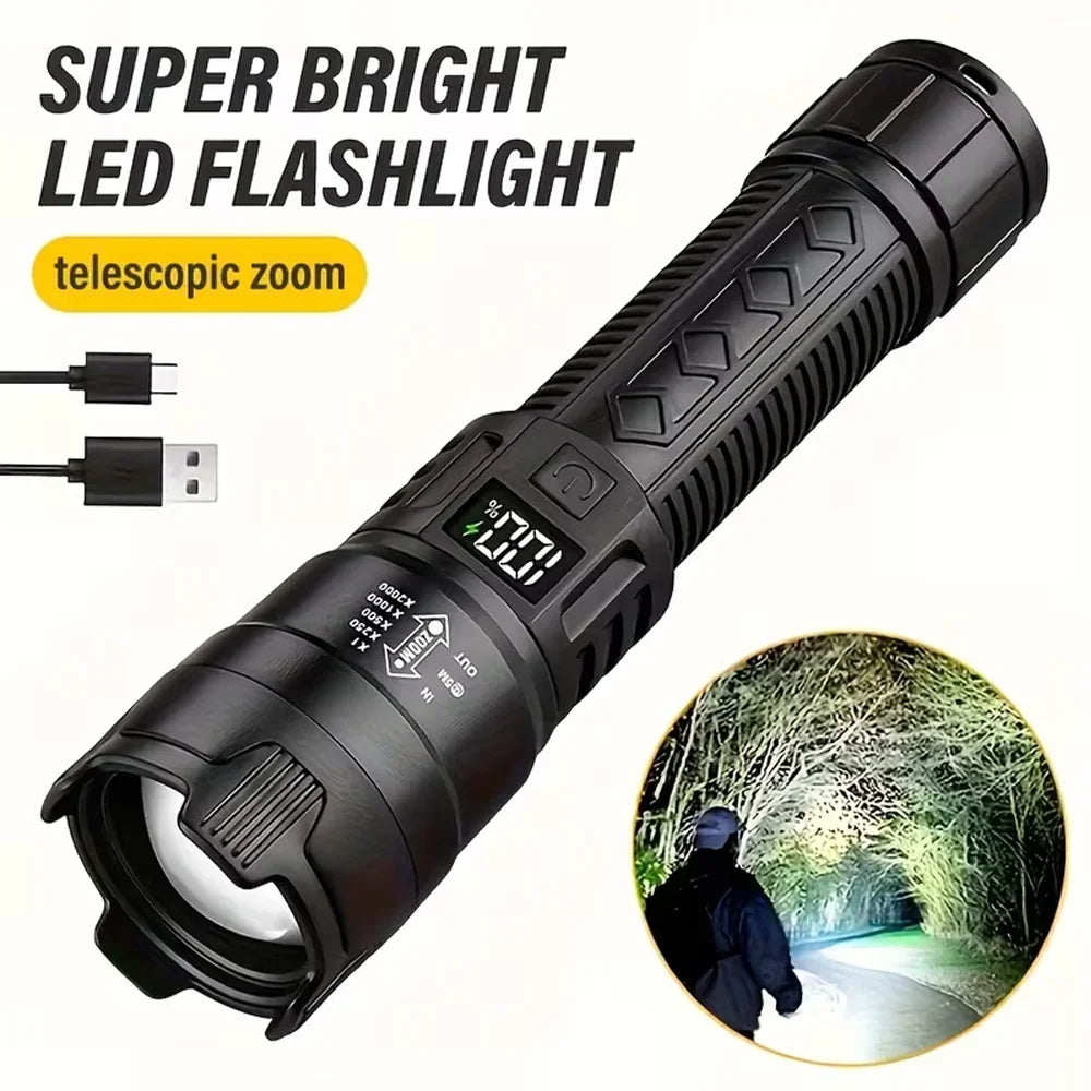 Ultra Bright LED Flashlight 2000LM Rechargeable