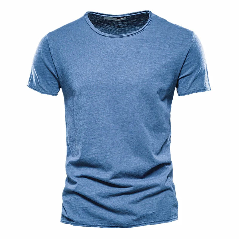 Men Cotton T Shirt Soft Casual Summer O Neck Short Sleeve Fitness Basic Tee