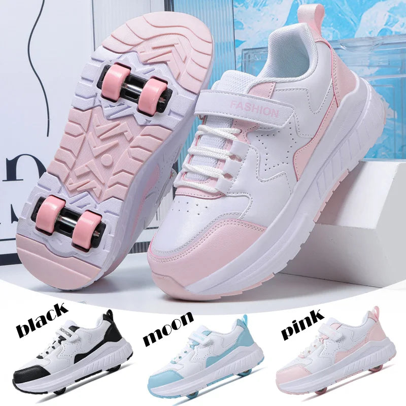Kids Roller Skate Shoes 4 Wheel Casual Sports Sneakers