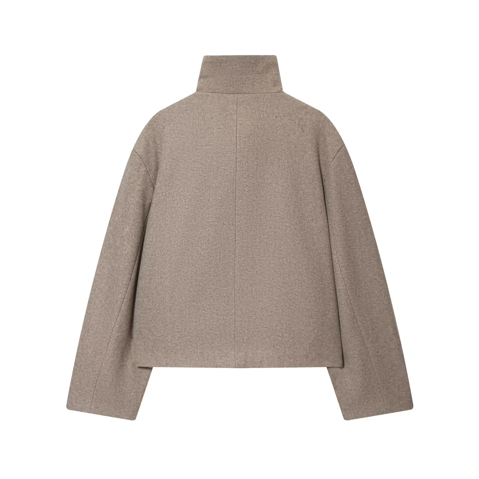 Women Loose Fit Stand Collar Coat Long Sleeve Buckle Casual Winter Jacket