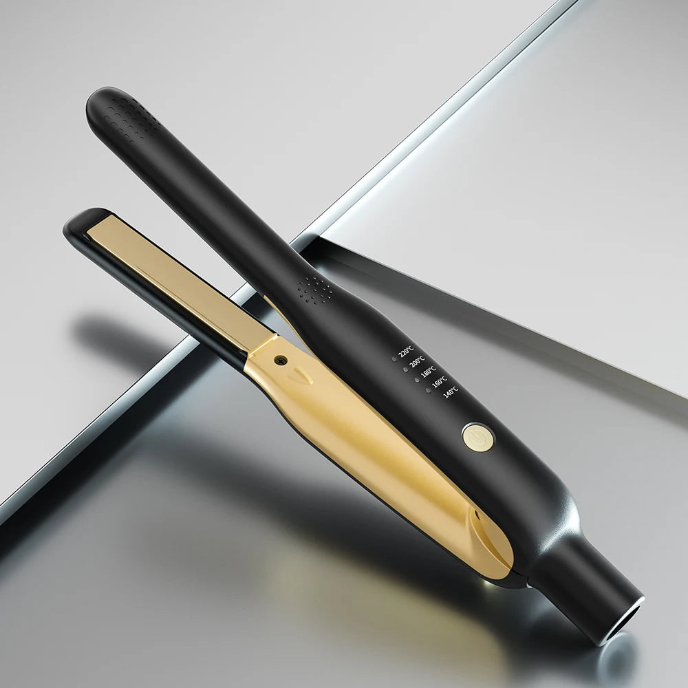 2-in-1 Mini Hair Straightener Curler Ceramic Fast Heating 140-220C Portable Travel Flat Iron