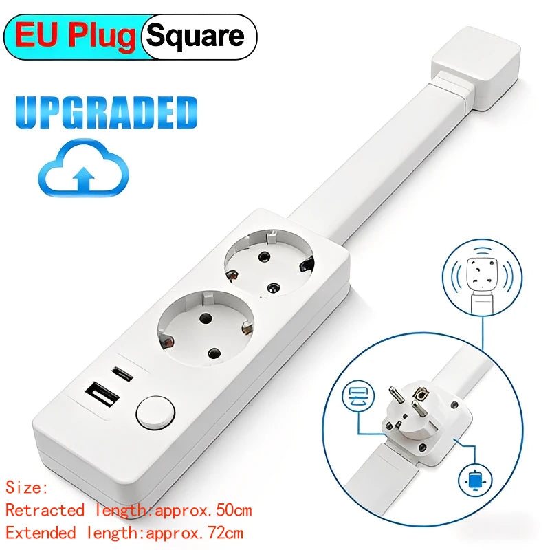 Rotating Power Outlet Extender Adjustable Wall Plug Socket for Nightstand