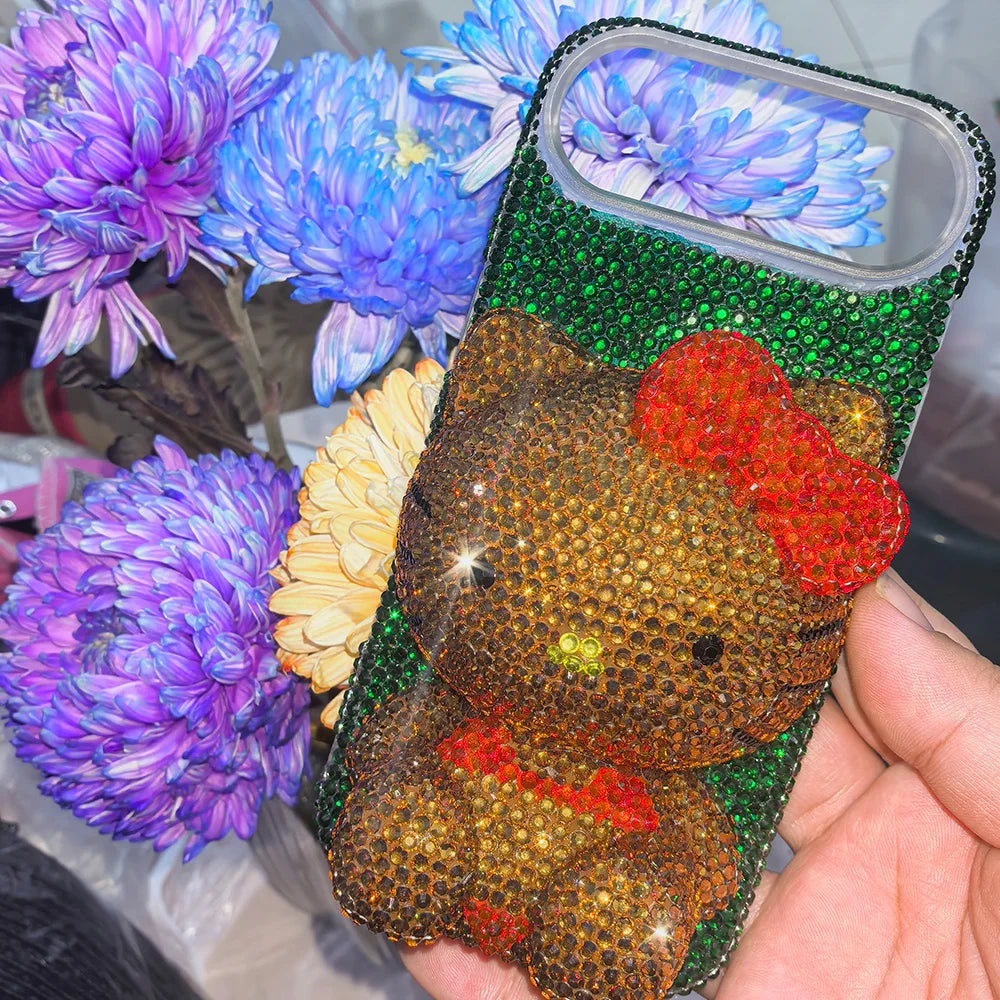 Christmas Hello Kitty Rhinestone Crystal Chain Transparent iPhone Case