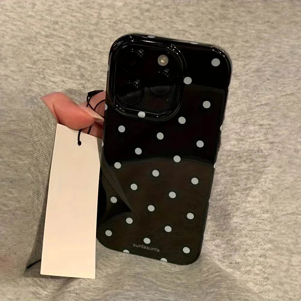 Minimalist Black White Polka Dot Silicone iPhone Case
