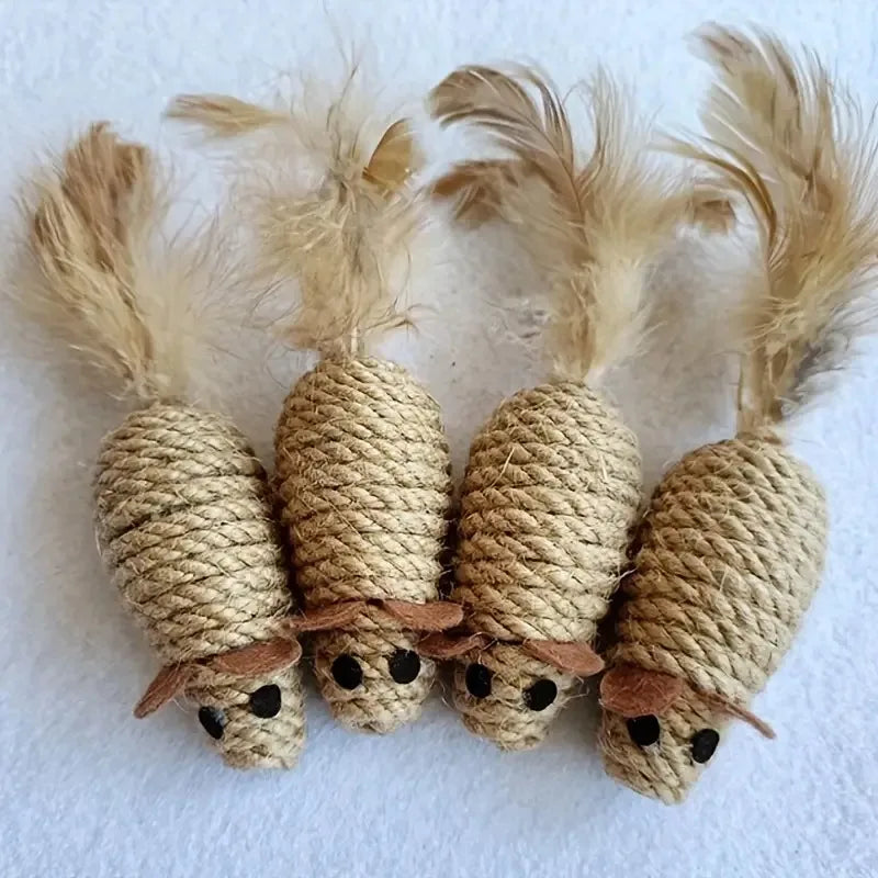 Sisal Mouse Cat Toy Bite Resistant Interactive Plush Toy