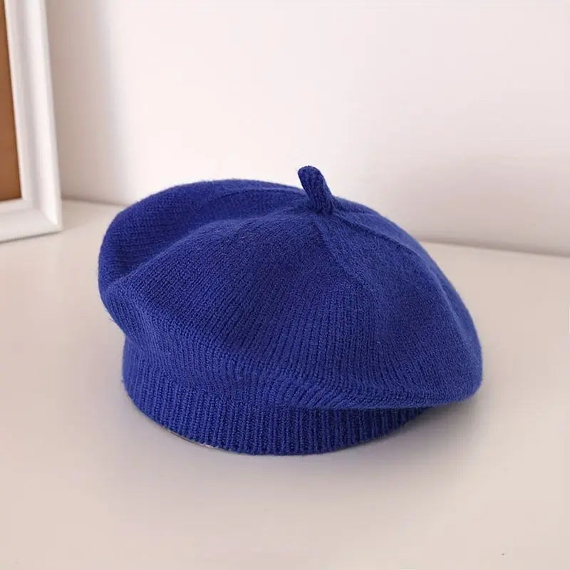 Baby Girl Flower Beret Warm Knit Beanie Hat