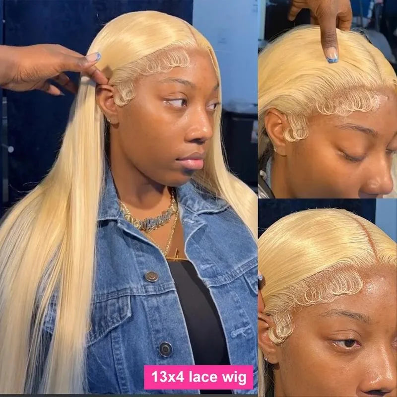 613 Blonde Wig – Straight HD Lace Front Human Hair Wig (Platinum Blonde)