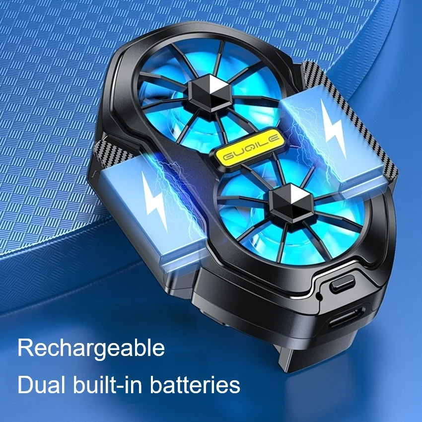 Rechargeable Phone Cooler – Dual Fan Mobile Cooling Radiator for Gaming