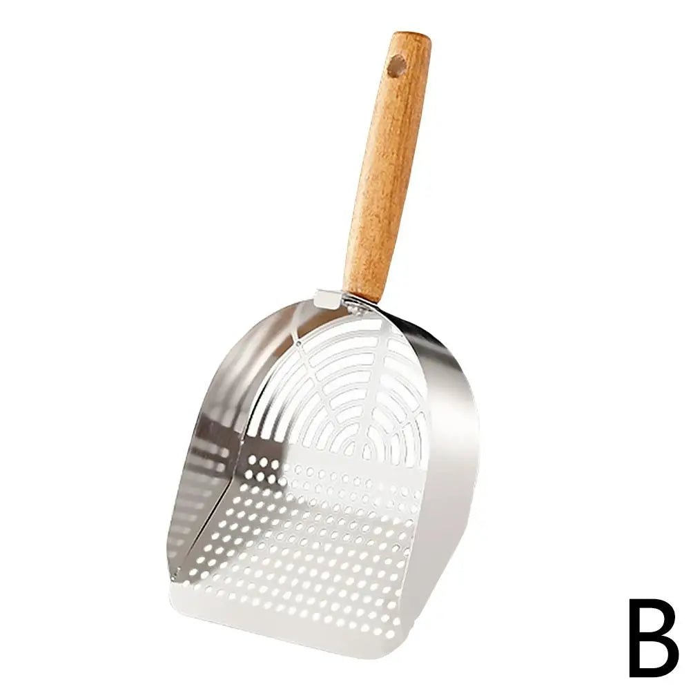Stainless Steel Cat Litter Scoop Long Handle Durable Pet Cleaning Tool