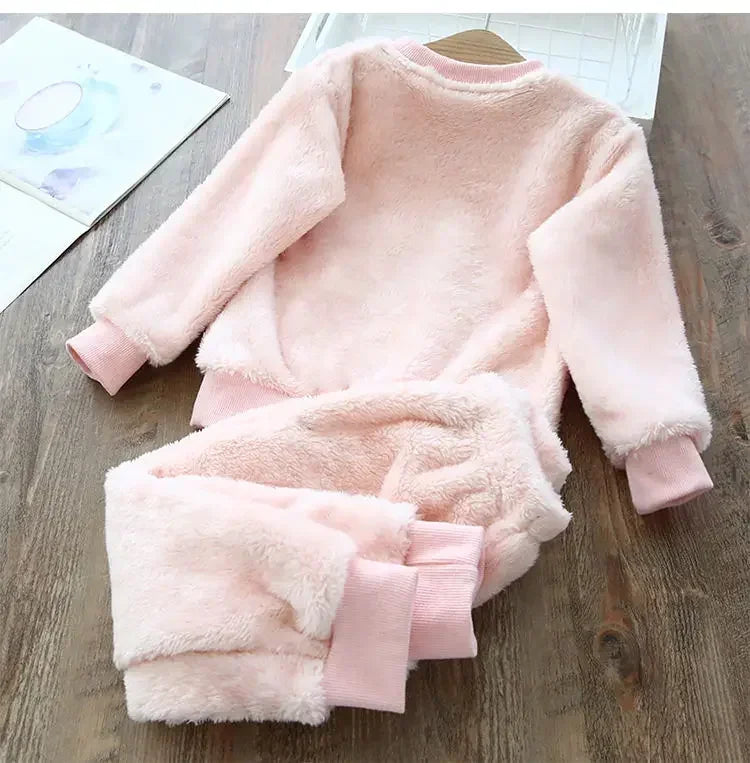Kids Bear Pajama Set Soft Winter Sleepwear 2PCS Outfit