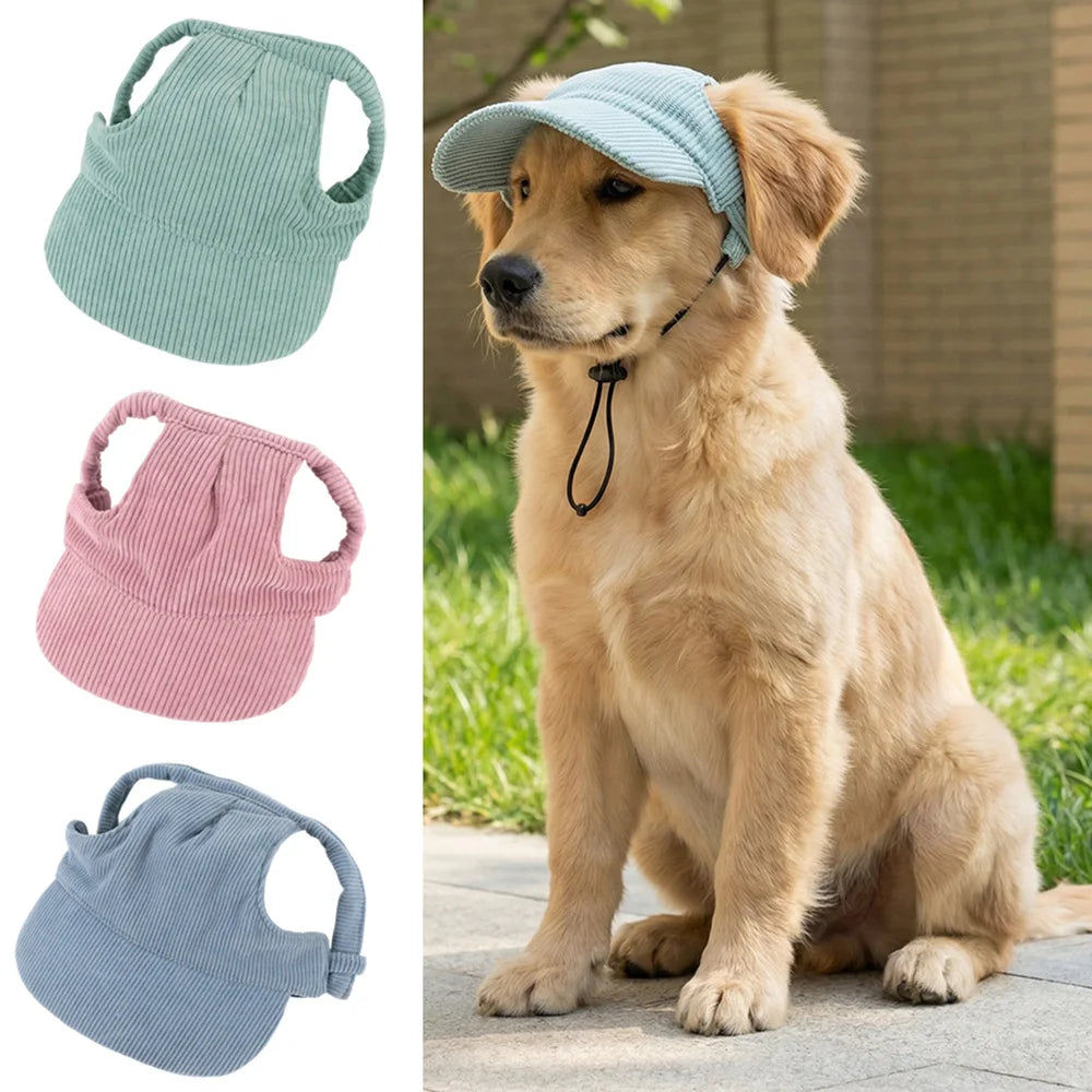 Adjustable Corduroy Dog Baseball Cap Sun Hat for Small Large Dogs