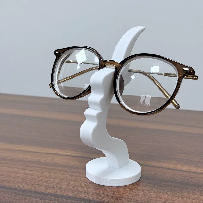 3D Printed Eyeglass Holder Minimalist Human Face Desk Stand for Glasses