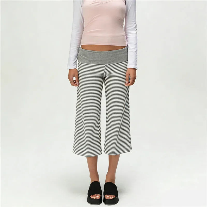 Women Fold Over Wide Leg Pants