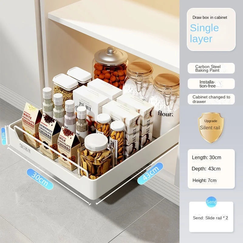 Pull Out Kitchen Storage Rack Sliding Drawer Spice Organizer Shelf Cabinet Tray