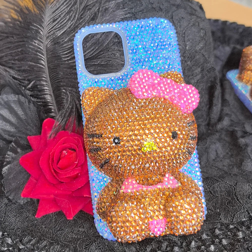 Christmas Hello Kitty Rhinestone Crystal Chain Transparent iPhone Case