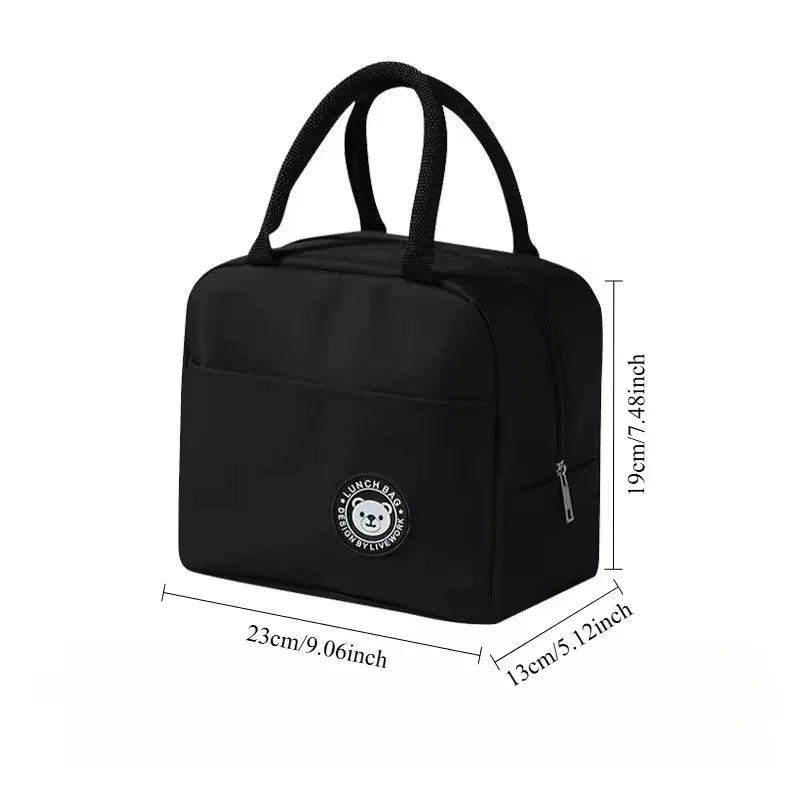 Corduroy Thermal Insulated Lunch Bag Multifunctional Storage Handbag Picnic Cooler Bag