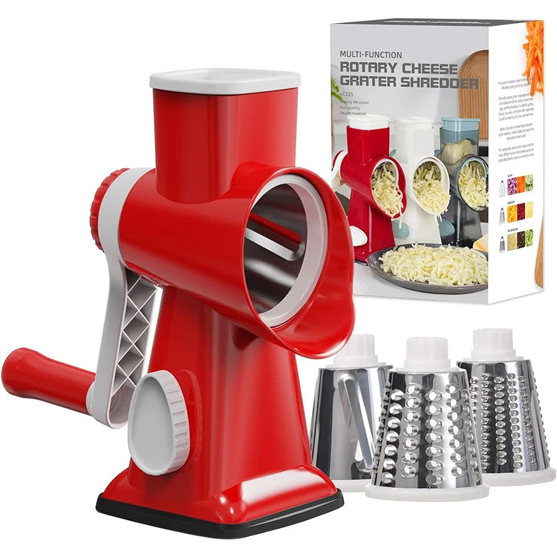 Rotary Cheese Grater with 3 Blades