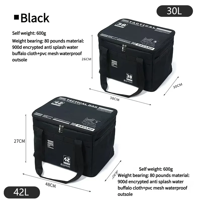 Tactical Camping Storage Bag 30-42L Insulated Folding Waterproof Picnic Gear Box