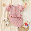 Baby Girl Plaid Summer Top and Shorts Set 0 3 Years
