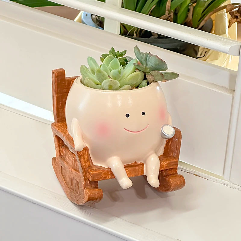 Smiling Face Swing Flower Pot Cute Succulent Planter