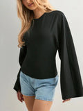 Women Long Sleeve Crop Top O Neck Skinny Y2K Streetwear T Shirt