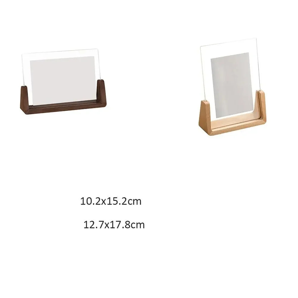 Acrylic U Shape Photo Frame Wooden Base Desktop Frame for Wedding Office Decor