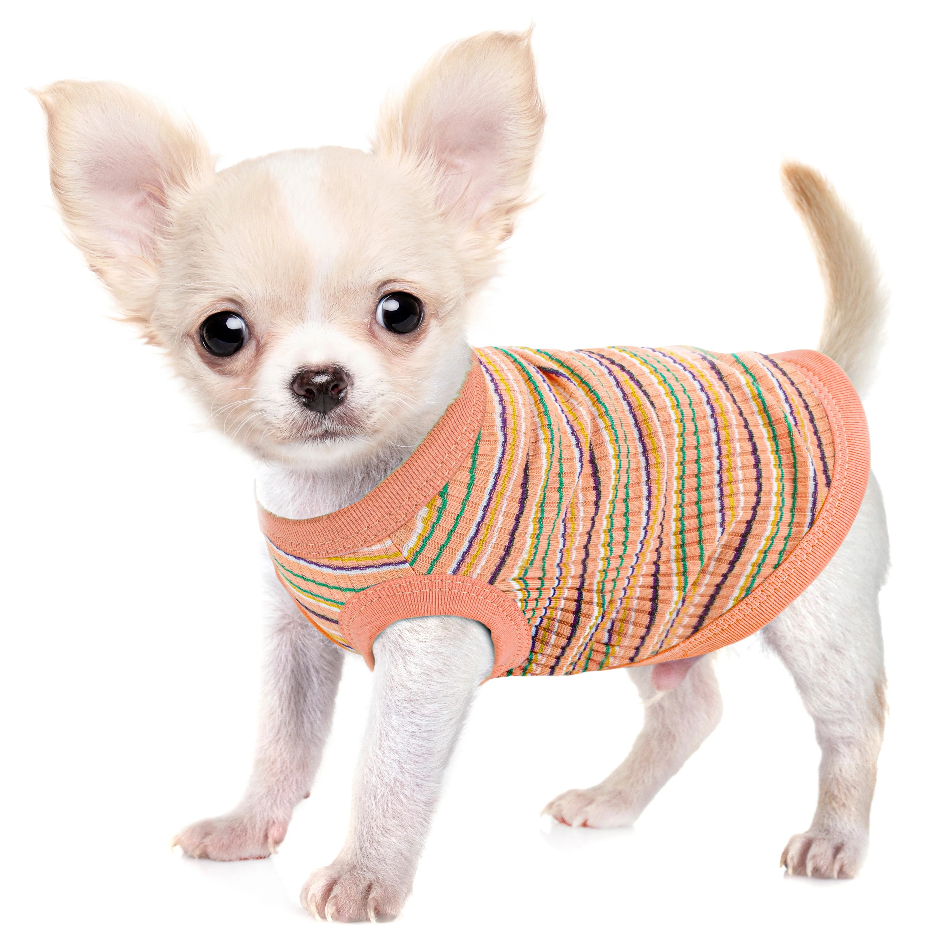 Ribbed Dog Shirt Soft Tank Top Vest for Small Dogs Pink