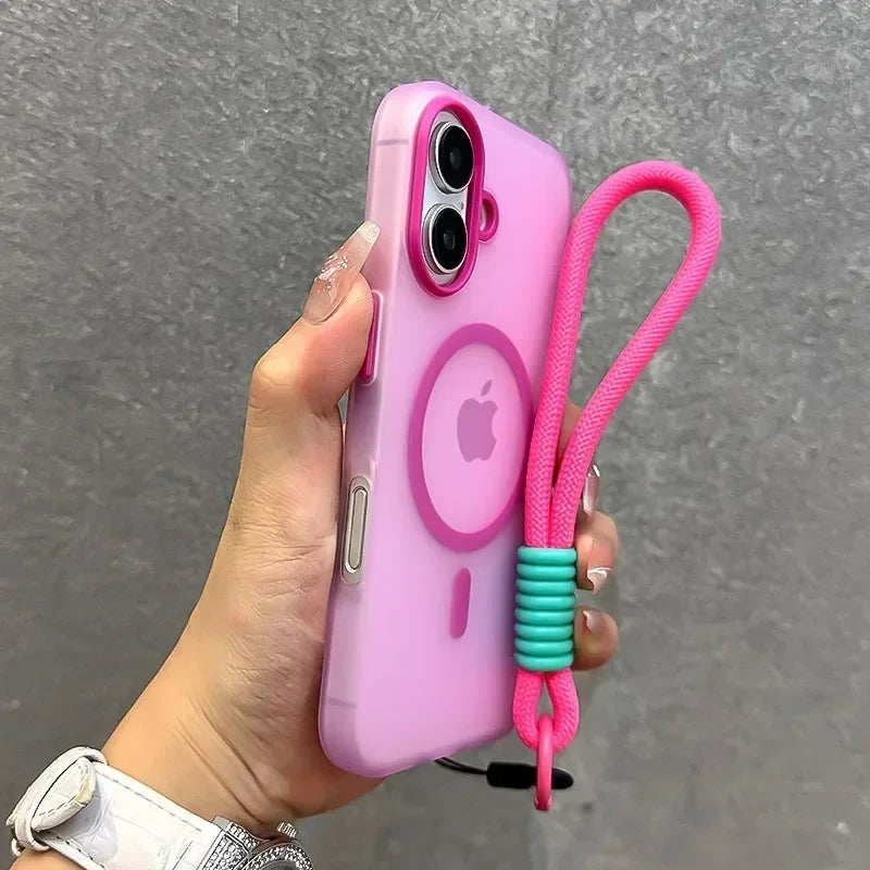 Magnetic Matte iPhone Case with Wrist Strap