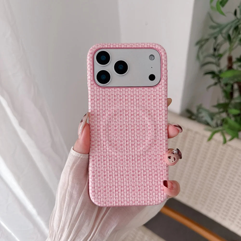 Frosted Leather Woven Pattern Magnetic iPhone Case