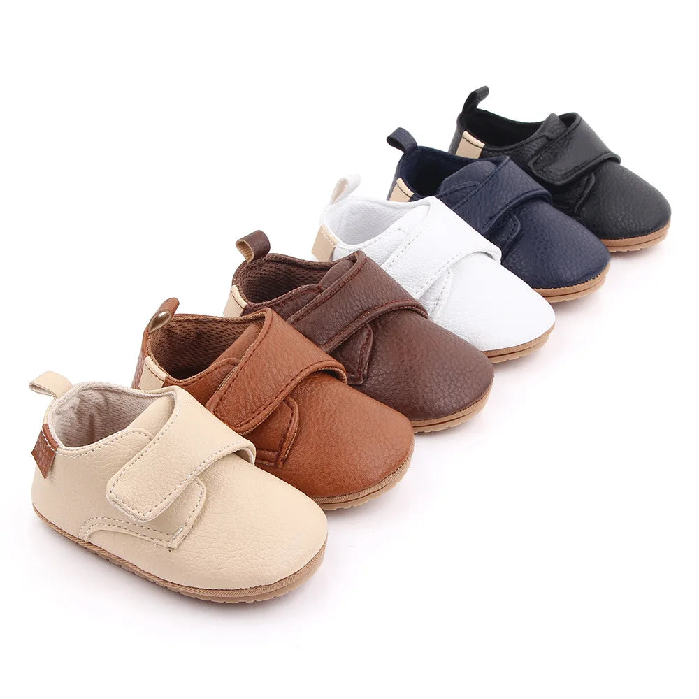 Newborn Baby Leather Shoes Anti Slip Rubber Sole First Walker Moccasins