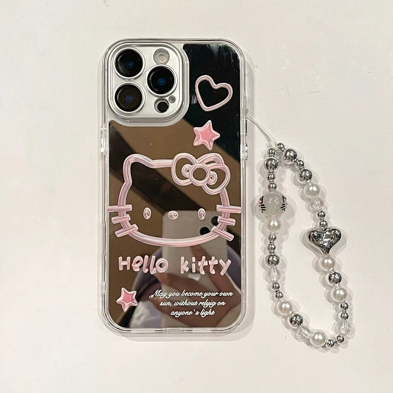 Sanrio Hello Kitty Silver Plating Mirror Cute Cartoon iPhone Case