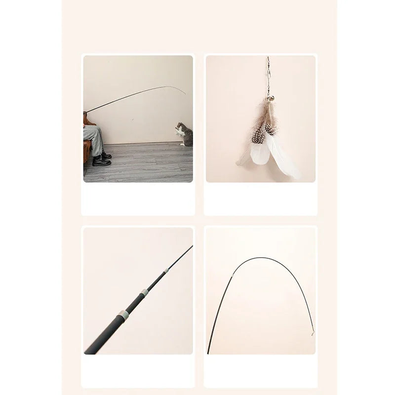 1.8m Telescopic Cat Feather Teaser Wand