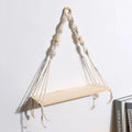 Macrame Hanging Shelf Boho Wall Decor Rustic Wood Floating Shelf