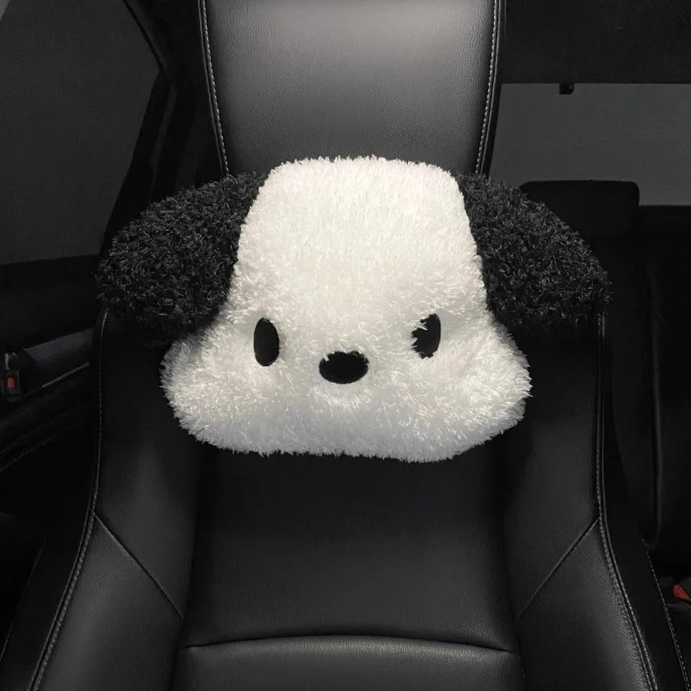 Cute Plush Dog Car Neck Pillow Lumbar Back Support Cushion