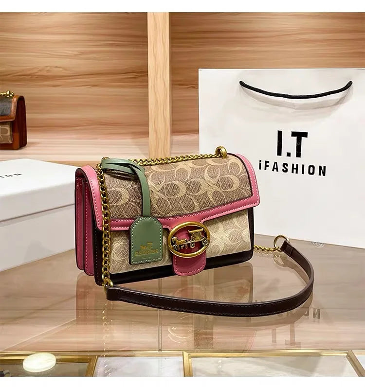 Women Minimalist Contrast Crossbody Box Bag