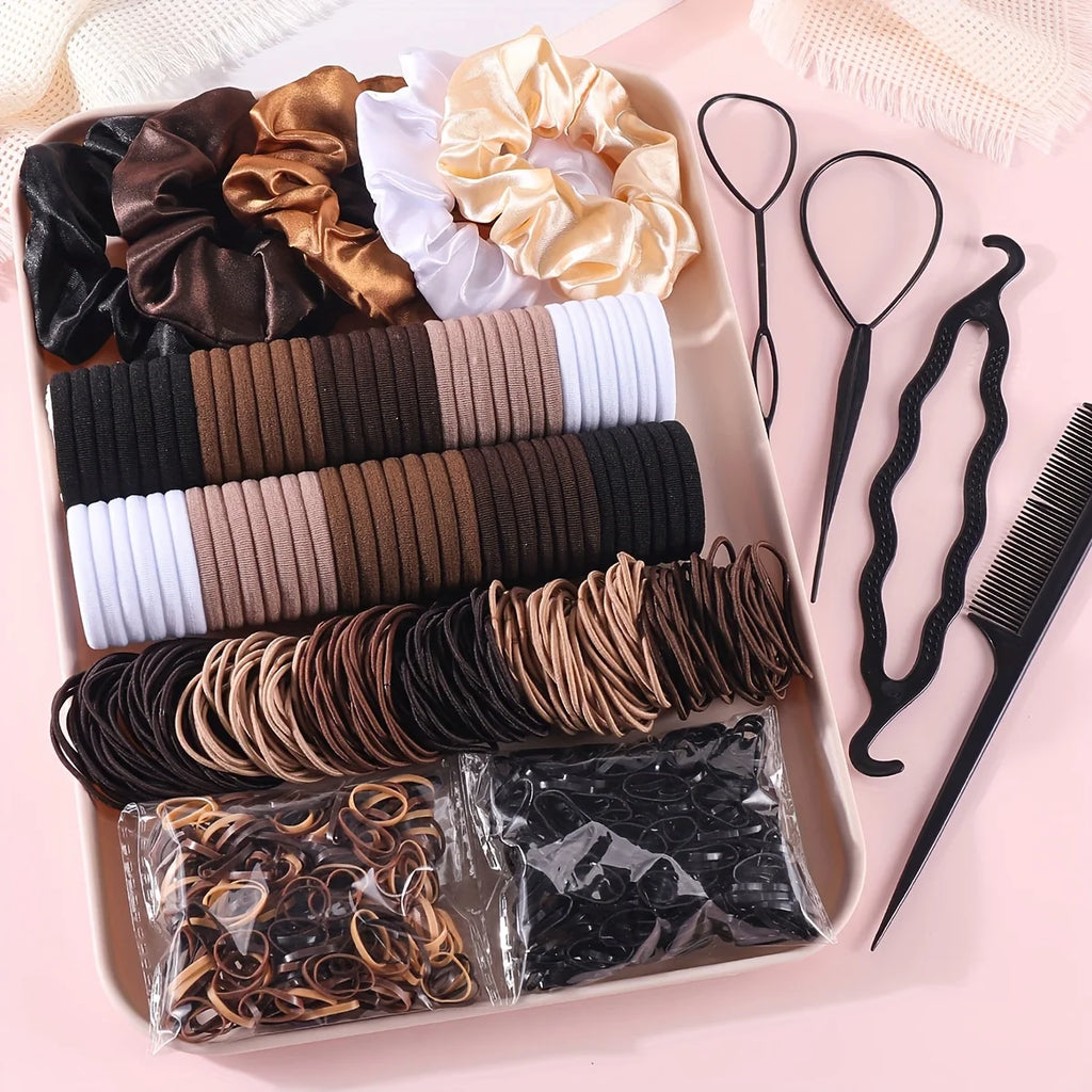Hair Accessories Set Scrunchies Elastic Bands Ponytail Kit Women Fashion Bundle