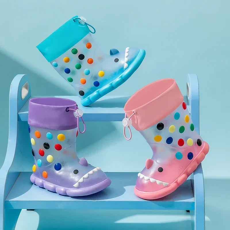 Kids Cartoon Rain Boots Waterproof Non Slip PVC Shoes for Boys Girls