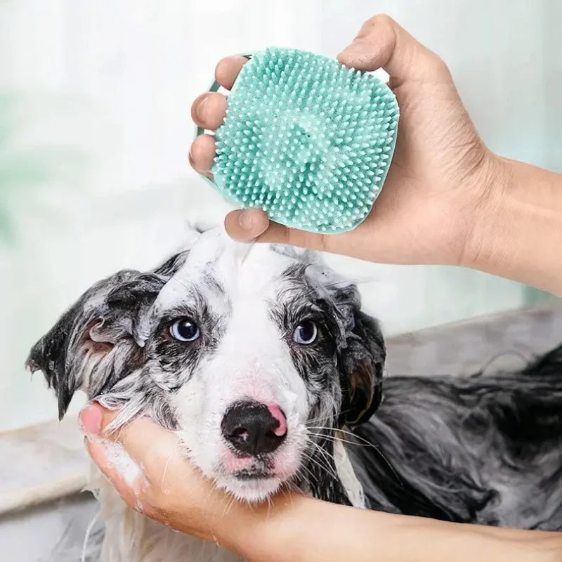 Pet Bath Brush with Shampoo Dispenser – Silicone Dog & Cat Massage Grooming Tool